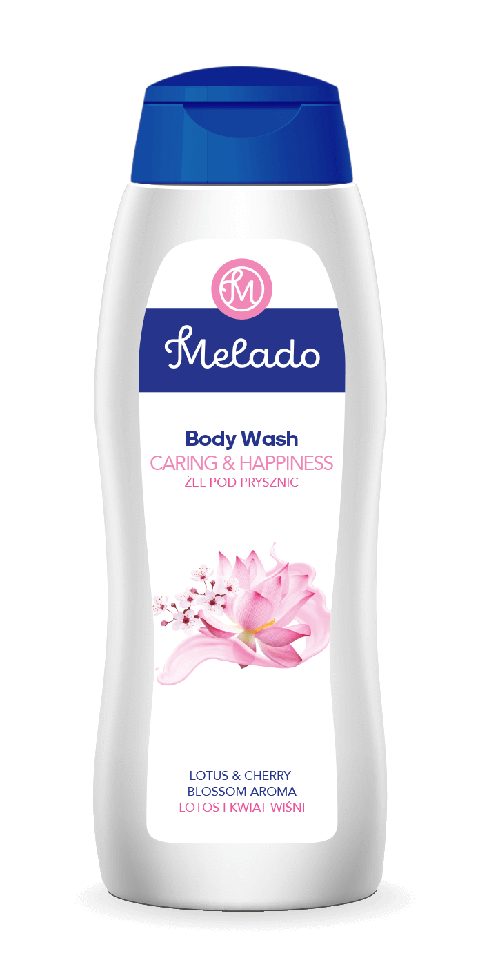 MELADO Gondoskodás és Frissítés [Caring & Happiness] unisex tusfürdő gél - Lótusz és cseresznyevirág aroma
