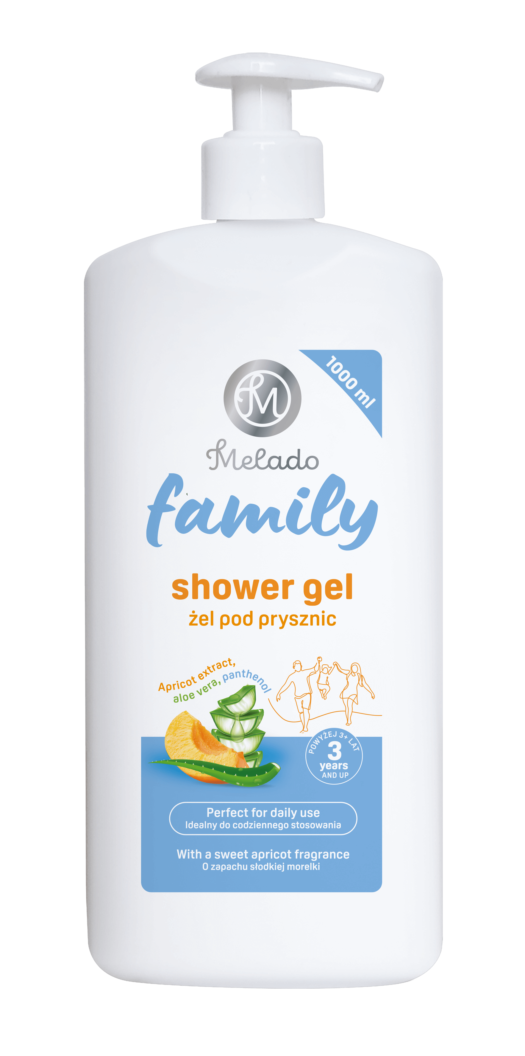 MELADO Family tusfürdő gél sárgabarack kivonattal és aloe verával